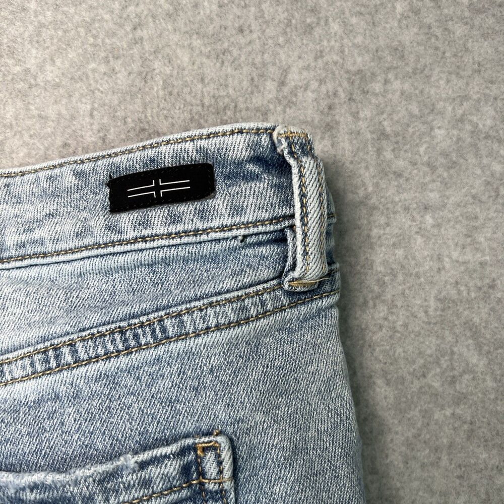 Liverpool Jeans Hannah Crop Flare Leg 12/31 Blue Distressed Denim Fray Hem Boho - Picture 14 of 16